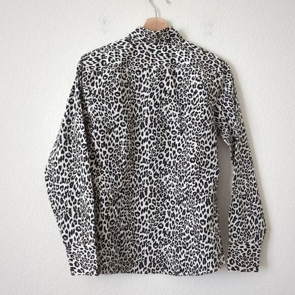 Lands' End Women's Leopard Print Button Up Long Sleeve Top Size 8 Medium No Iron - Picture 2 of 6
